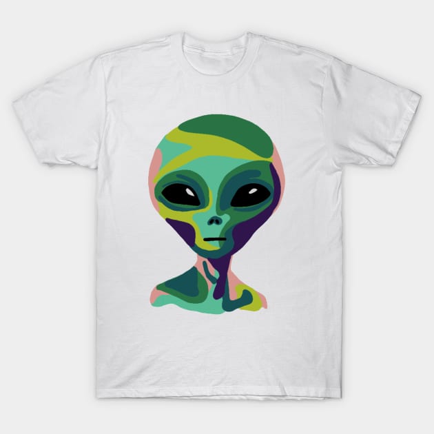 Pop Art Alien Portrait T-Shirt by Slightly Unhinged